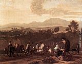 Roman Canvas Paintings - Landscape in the Roman Campagna